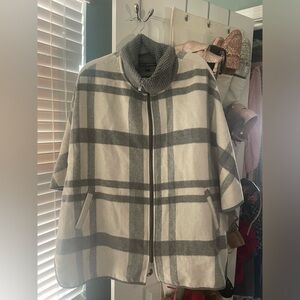 EUC gray and white poncho
